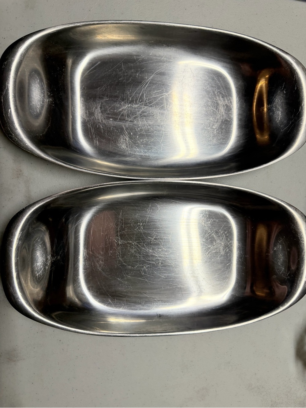 Stainless Steel Serving Dish - Silver Oval Set of 2 - cromorgan Germany